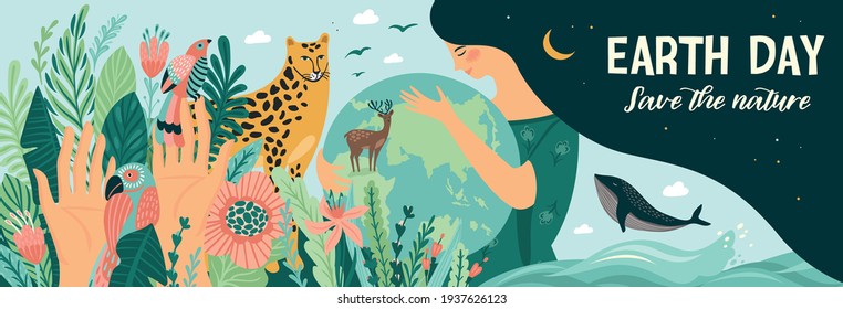 Vector illustration for Earth Day and other environmental concept. Template for card, poster, banner, flyer and more