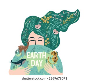 Vector illustration for Earth Day and other environmental concept. Isolated design for card, poster, banner, flyer and other.