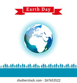 Vector illustration. Earth Day poster. Concept for celebrating of Earth Day. People care about the environment, loving world. Vector background with the globe with watercolor texture and atmosphere.