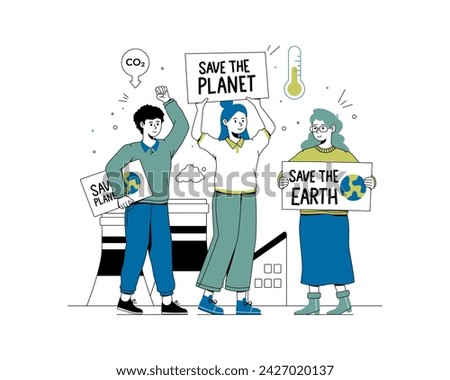 Vector illustration of Earth Day and saving the planet. Global Warming and Climate Change Concept. World Environment Day illustration