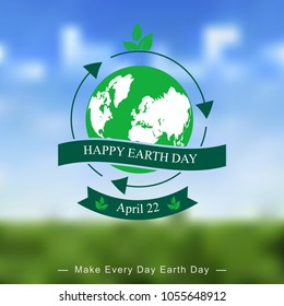 Vector illustration of Earth day templates on blurred background