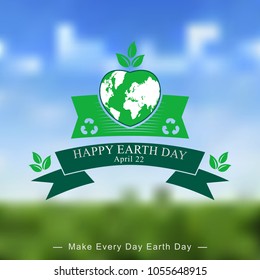 Vector illustration of Earth day templates on blurred background