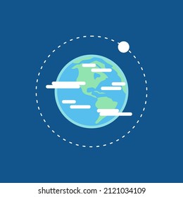 Vector illustration of Earth in flat style. Aesthetic and beautiful minimalistic icon. 