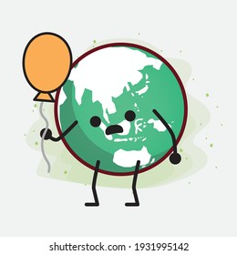 Ilustración vectorial del personaje del globo terrestre con cara linda, manos simples y líneas de piernas en fondo aislado. Estilo de dibujo animado plano.