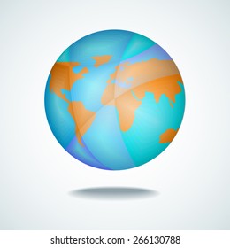 Vector illustration of the Earth globe with continents and with shadow