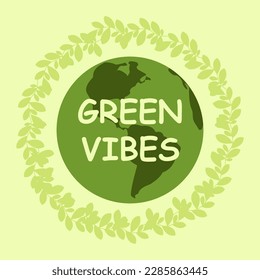 Vector illustration of Earth globe with green leaves, recycle leaves. Concept of World Environment Day, save the Earth, Earth day