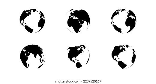 Vector illustration of Earth globe icon set isolated