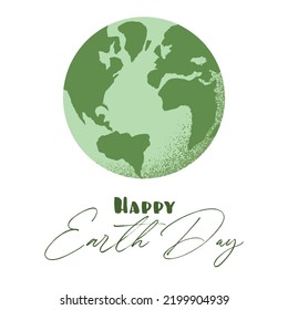 Vector illustration of Earth globe isolated on white background. Colorful world planet icon, Happy Earth Day symbol