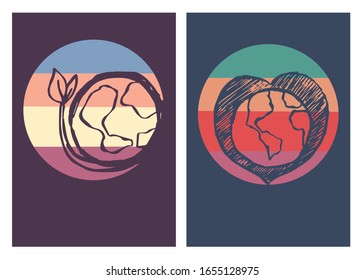 Vector Illustration of Earth or Globe Poster with Vintage Colors and Background. This is Perfect for Card, Decoration, and Layout.