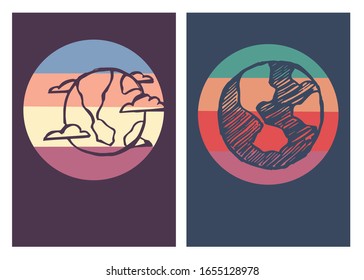 Vector Illustration of Earth or Globe Poster with Vintage Colors and Background. This is Perfect for Card, Decoration, and Layout.