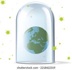 vector illustration of a earth globe protect by a glass dome