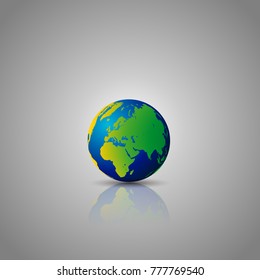 Vector Illustration of A earth globe with its reflection save the earth concept