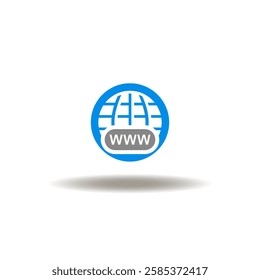 Vector illustration of earth globe and WWW. Icon of secure internet. Pictogram of https web technology. Symbol of domain.