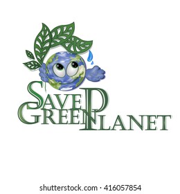 Vector illustration of the earth and green leaves for World Environment Day. Cartoon style