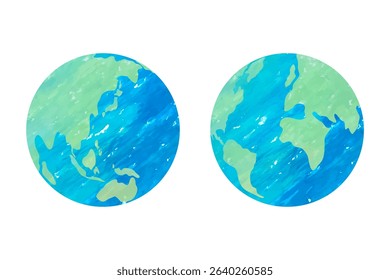 Vector illustration of the earth. Hand-drawn illustrations in watercolor.