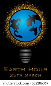Vector Illustration of Earth Hour. Eco Energy Save Concept.
