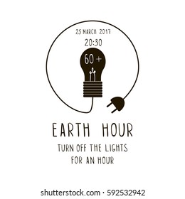 Vector Illustration of Earth Hour. Eco Energy Save Concept Element Template with  Lamp.