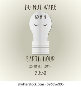 Vector Illustration of Earth Hour. Eco Energy Save Concept Element Template with  Lamp.