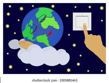 
Vector illustration of Earth Hour - movement, that encouraging all to turn off lights for 60 minutes