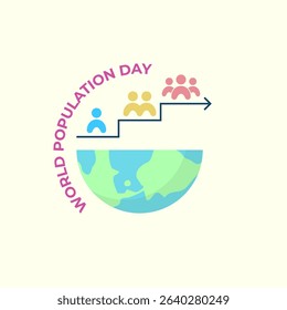 Vector illustration of earth with human population growth ladder, for global World Population Day design