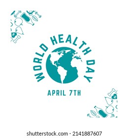 Vector illustration of earth icon graphic,text. top view, perfect for background, wallpaper and celebrating world health day