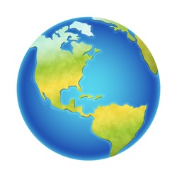 Vector Illustration Of Earth Isolated On White, With North, South And Central America Visible.