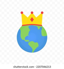 Ilustración vectorial del símbolo y símbolo del icono del rey de la tierra. iconos coloreados para el diseño de sitios web .Diseño simple sobre fondo transparente (PNG).
