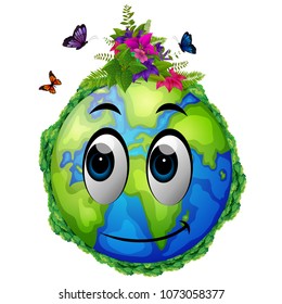 vector illustration of Earth and many green trees
