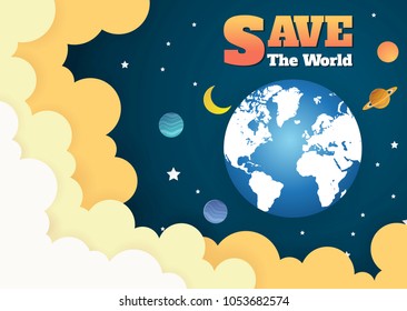 Vector illustration of  Earth and Moon rotates in orbit