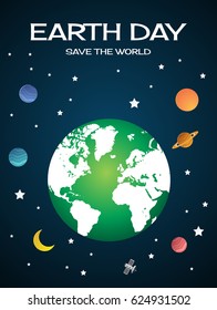 Vector illustration of  Earth and Moon rotates in orbit