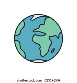 Vector illustration of the Earth on white background. Space and solar system topic.