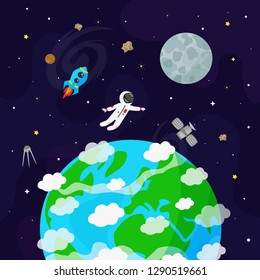 Vector illustration of Earth planet. Kids illustration.