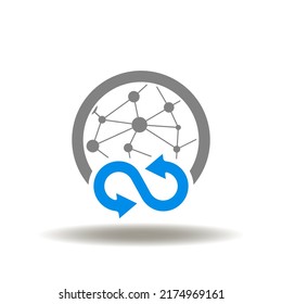 Vector Illustration Of Earth Planet Network With Infinity Symbol. Icon Of Business Continuity. Sign Of Infinite Internet.