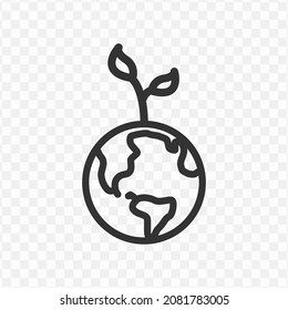 Vector illustration of earth plant icon in dark color and transparent background(png).