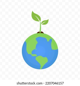 Vector illustration of earth plant icon sign and symbol. colored icons for website design .Simple design on transparent background (PNG).