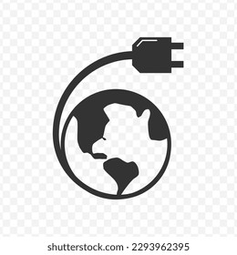 Vector illustration of earth plug icon in dark color and transparent background(png).