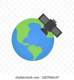 Vector Illustration Of Earth Satellite Icon Sign And Symbol. Colored Icons For Website Design .Simple Design On Transparent Background (PNG).