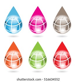 Vector Illustration of Earth Shaped Water Drops isolated on a white background