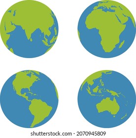 Vector illustration of earth showing India, America, Africa and Australia.