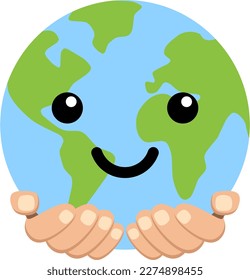 vector illustration of the earth with a smiling face