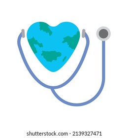 vector illustration of the earth with a stethoscope suitable for world health day design, medical, science, education or any other design about science