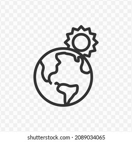 Ilustración vectorial del icono de tierra y sol en color oscuro y fondo transparente (png).