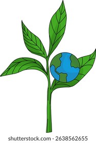Vector illustration of earth supported by plants, world environment day concept