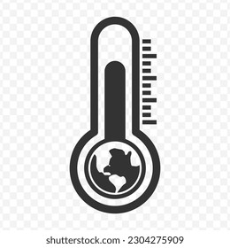 Vector illustration of earth temperature icon in dark color and transparent background(png).
