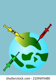 vector illustration of the earth with three injections