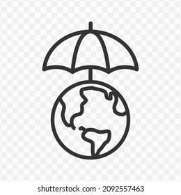 Vector illustration of earth umbrella icon in dark color and transparent background(png).