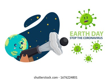 Vector illustration of the earth wear surgical mask and spray alcohol to corona virus on isolated white background. Prevention of COVID19 viral diseases, save the world concept.