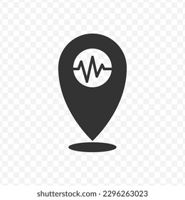 Vector illustration of earthquake detector icon in dark color and transparent background(png).