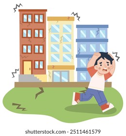 Vector illustration of earthquake natural disaster evacuation