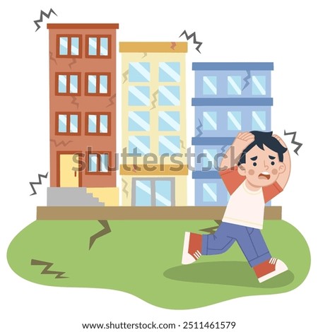 Vector illustration of earthquake natural disaster evacuation